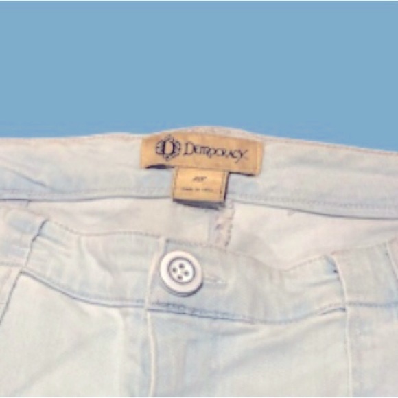 Democracy Y2K icy blue hi rise straight leg jeans w triangle frt pockets SZ 18 - Picture 6 of 7